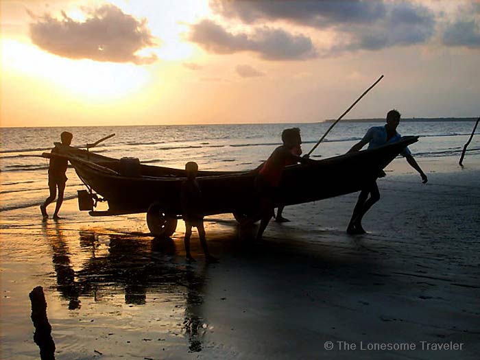 fishermen at dusk