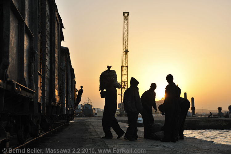 loading freights in the Massawa harbour